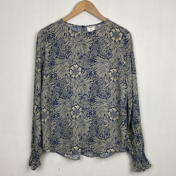 H&M x William Morris & Co 8 Floral Print Top Blouse Navy Blue Ivory - Picture 15 of 15